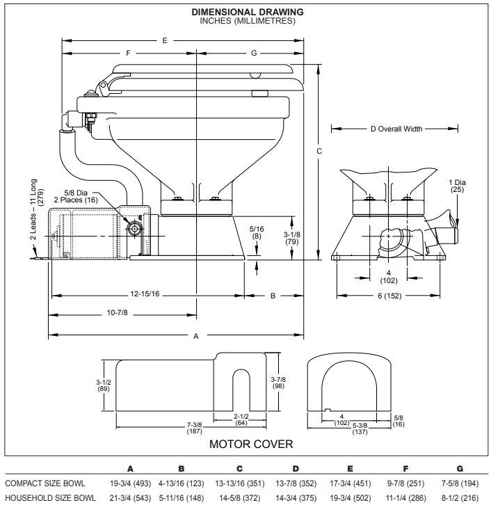 m(ᵔᴥᵔ)m Jabsco 37010 Series Electric Toilet - Compact Bowl - Select Voltage